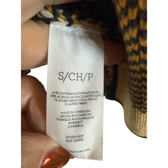 Cabi Sz S Hooded Cardigan Checked Longline Toggle Closure Knit‎ Sweater Women - Picture 10 of 12